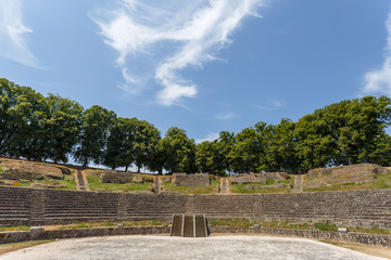 Ancient Roman ruins (theatre) in Autun historic town, France