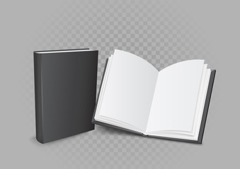 open and closed book on gray background