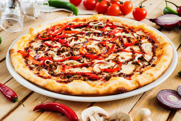 tasty italian pizza with fresh ingredients