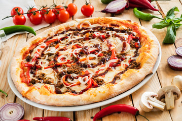 tasty italian pizza with fresh ingredients