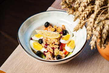 tuna salad with egg and olives