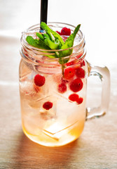 cranberry mocktail in the glass jar