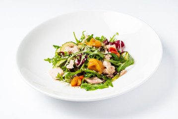 salad with tuna on the white plate