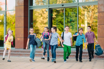 Group of kids going to school together.