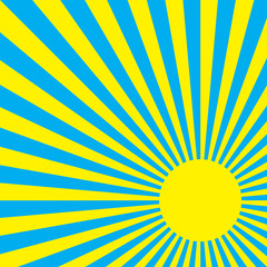 Sun in the radiating rays.