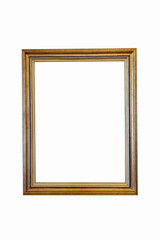 Wooden old painting frame, gold-plated paint