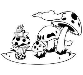 toad prince and fungu elf in garden