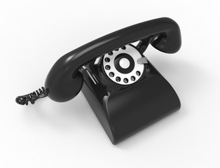 3D rendering of a classic vintage telephone isolated in white studio background