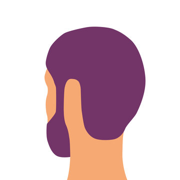 Colored male head silhouette. Face back view. Bearded man for avatar icon.