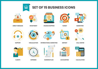 Business icons set for business, marketing, management