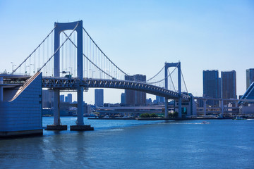 Fototapeta na wymiar (東京都-都市風景)晴れた日のレインボーブリッジ１