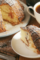 A biscuit cake with chocolate