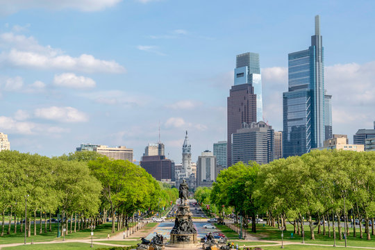 PHILADELPHIA, USA - APRIL 30 2019 - The Rocky Steps At Museum Of Art