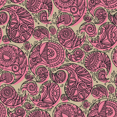 Boho cruft vibes traditional paisley seamless pattern