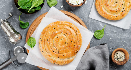 Puff pastry rolls with spinach and ricotta. 