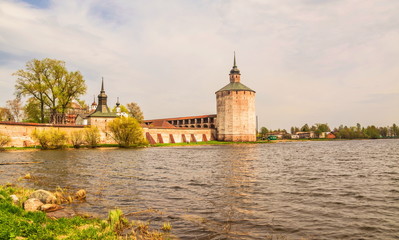 Ancient Kirillo-Belozersky monastery on  shore of Siversky lake