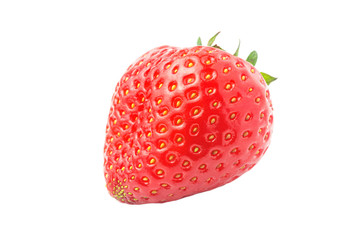 Red strawberry isolated on white background, close up view