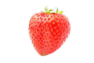 Red strawberry isolated on white background, close up view