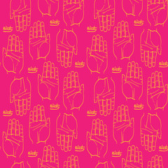 palmistry hand, seamless pattern with hand.Hand drawn Palmistry vector illustration.doodle design element