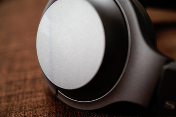 A close up view of black matte High fidelity wireless headphone