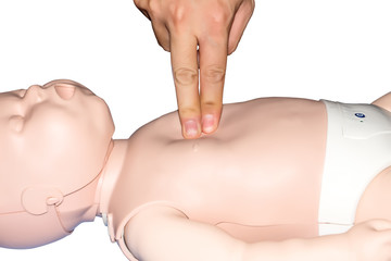 Education healthcare first aid of Cardiopulmonary resuscitation (CPR) on baby training medical...