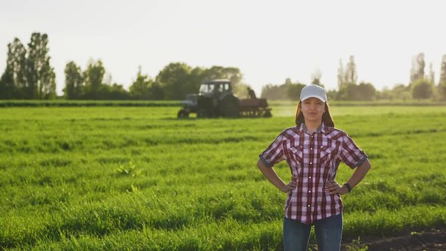 Portrait of farmer girl in field