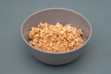 Granola,Almond and oat cereals in a bowl.Healthy Food for breakfast.