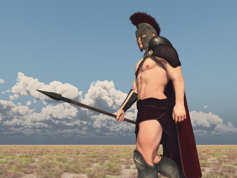 Achilleus, Heros der Griechen vor Troja, zieht in den Kampf