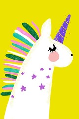 Cute Unicorn illustration kids card Beautiful unicorn head  - 269673152