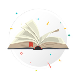 Covered opened book with pages. Vector illustration.