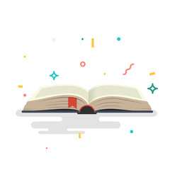 Covered opened book with pages. Vector illustration.