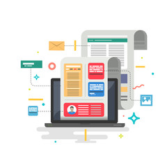 Content Marketing. Blogging and SMM concept in flat design.