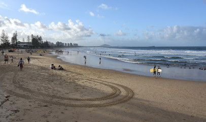 Alex beach, Australia - Apr 21, 2019. People relaxing at the beach in Autumn time afternoon.  Alex...