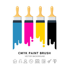 Vector design colorful Paint brush isolated on white background, illustration