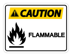 Caution Flammable Symbol Sign on white background