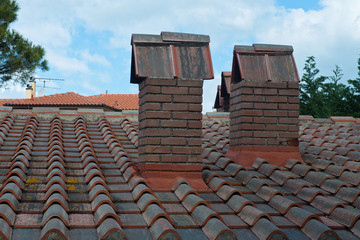 Roof shoot of typical tile on the building