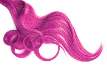 Curly pink hair isolated on white background. Circle shaped