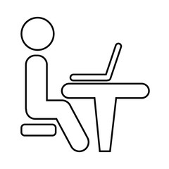 Businessman Working on Computer. Vector illustration.