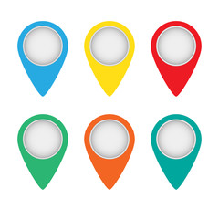 Vector set of map pointers on white background