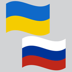 The flags of Russia and Ukraine vector