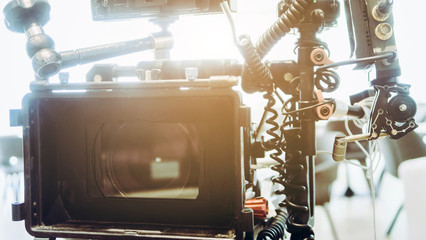 Detail of Professional camera equipment,Film production crew