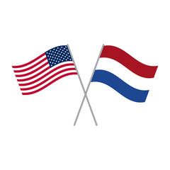 American and Netherlands flags vector isolated on white background