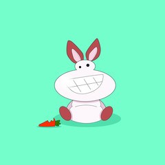 Cute bunny with carrot in flat style