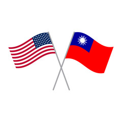 American and Taiwanese flags vector isolated on white background