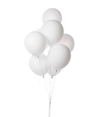 Bunch of blue latex white round balloons composition for birthday or valentines day party isolated - 269679336