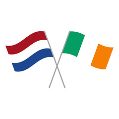 Netherlands and Ireland vector flags isolated on white background