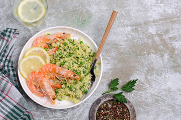 Couscous with vegetables and shrimp