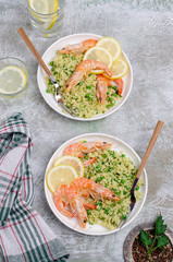 Couscous with vegetables and shrimp