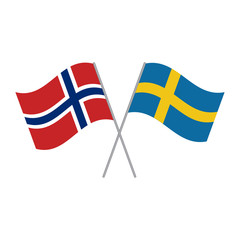 Swedish and Norwegian flags vector isolated on white background