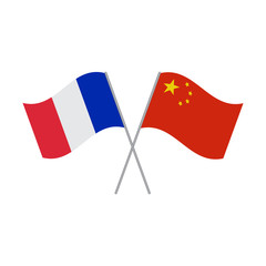 Chinese and French flags vector isolated on white background
